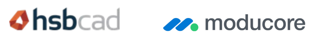Logos of hsbCAD and Moducore side by side